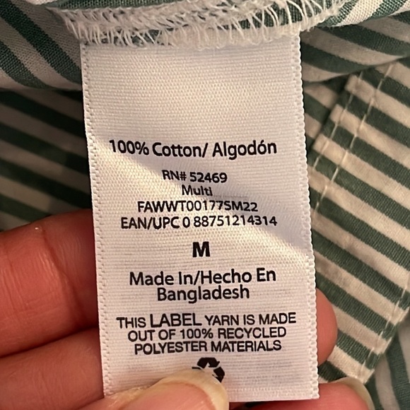 Free Assembly Women's Cold Shoulder Green Stripes Top Blouse ¾ Sleeves Size M - Picture 9 of 10